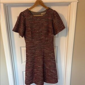 LOFT Red Mini Fit and Flare Dress with Flutter Sleeves